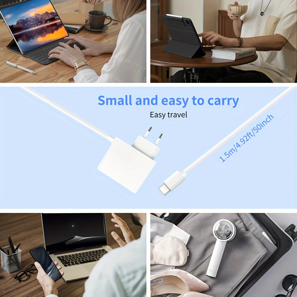 65W USB C GaN PD devor uchun zaryadlovchi, 150cm USB-C kabel bilan, noutbuklar va smartfonlar uchun