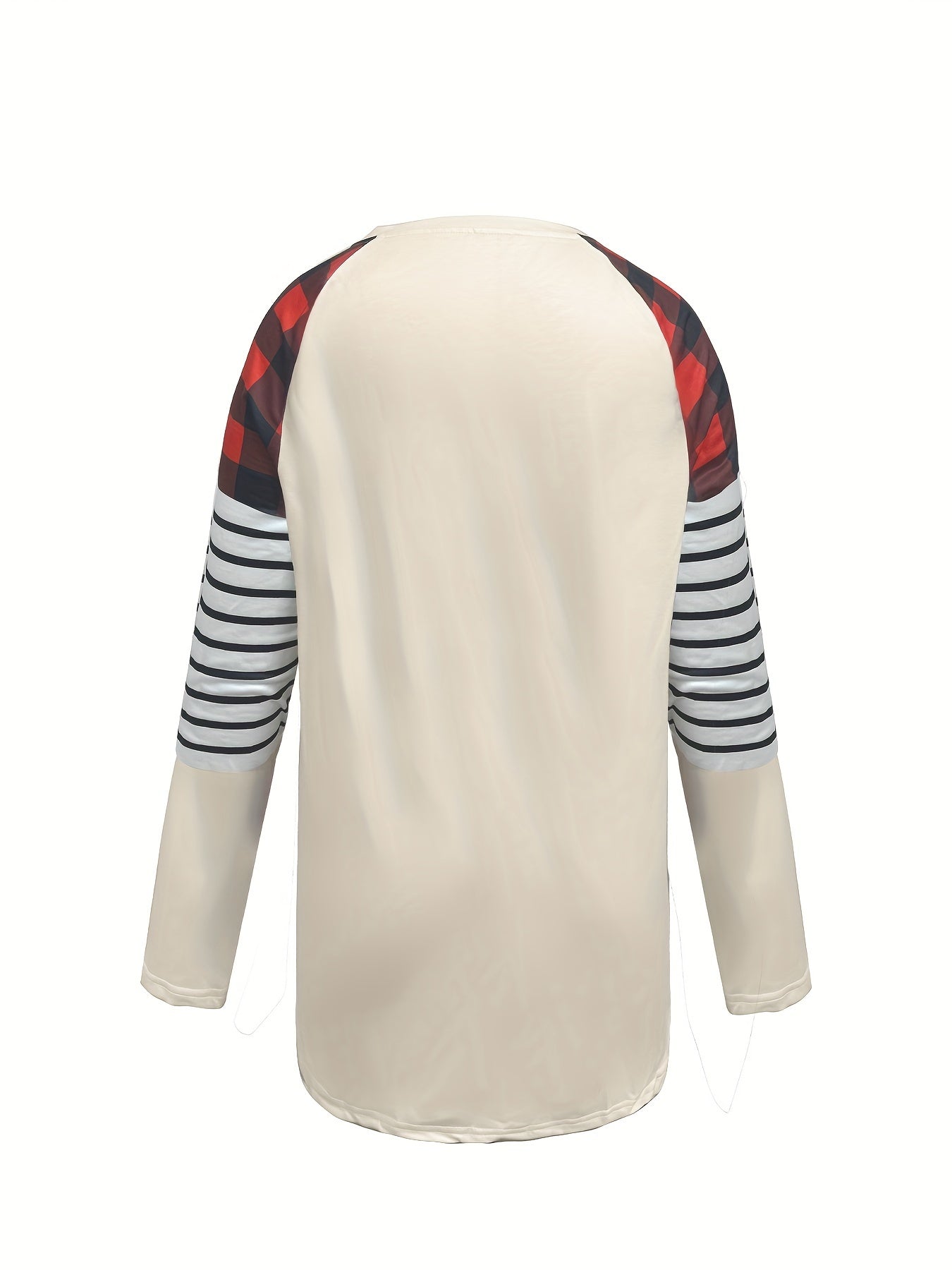 Plus Size Casual Sweatshirt Women's Plaid Heart Print Long Sleeve Pullover