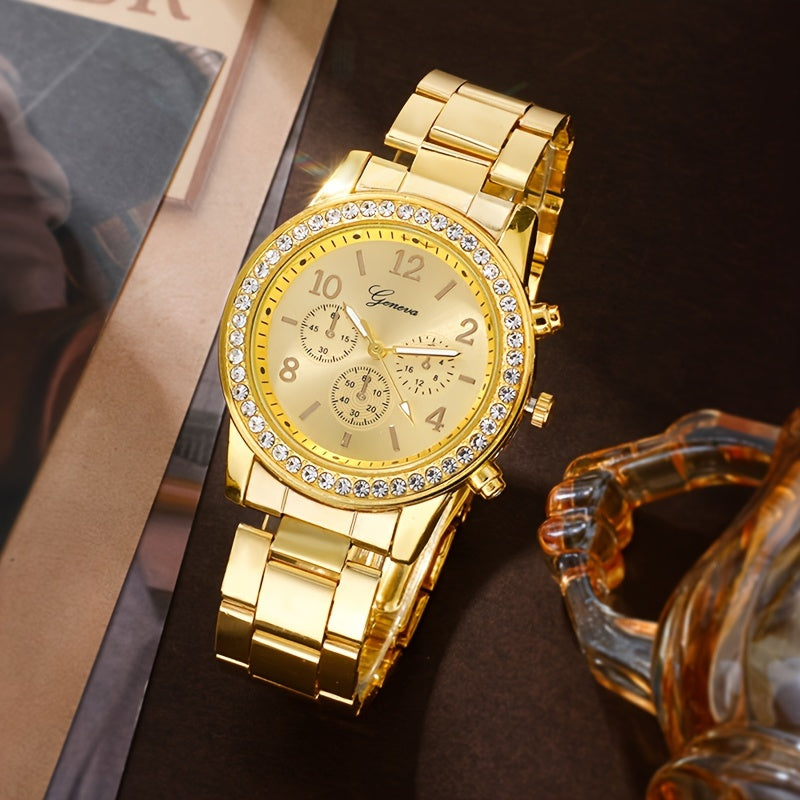 Qadimiy uslubdagi soat, tosh bezaklari va zanglamas po'latdan yasalgan tasma - 14 fevral, Pasxa yoki Eid Al-Adha uchun mukammal sovg'a.