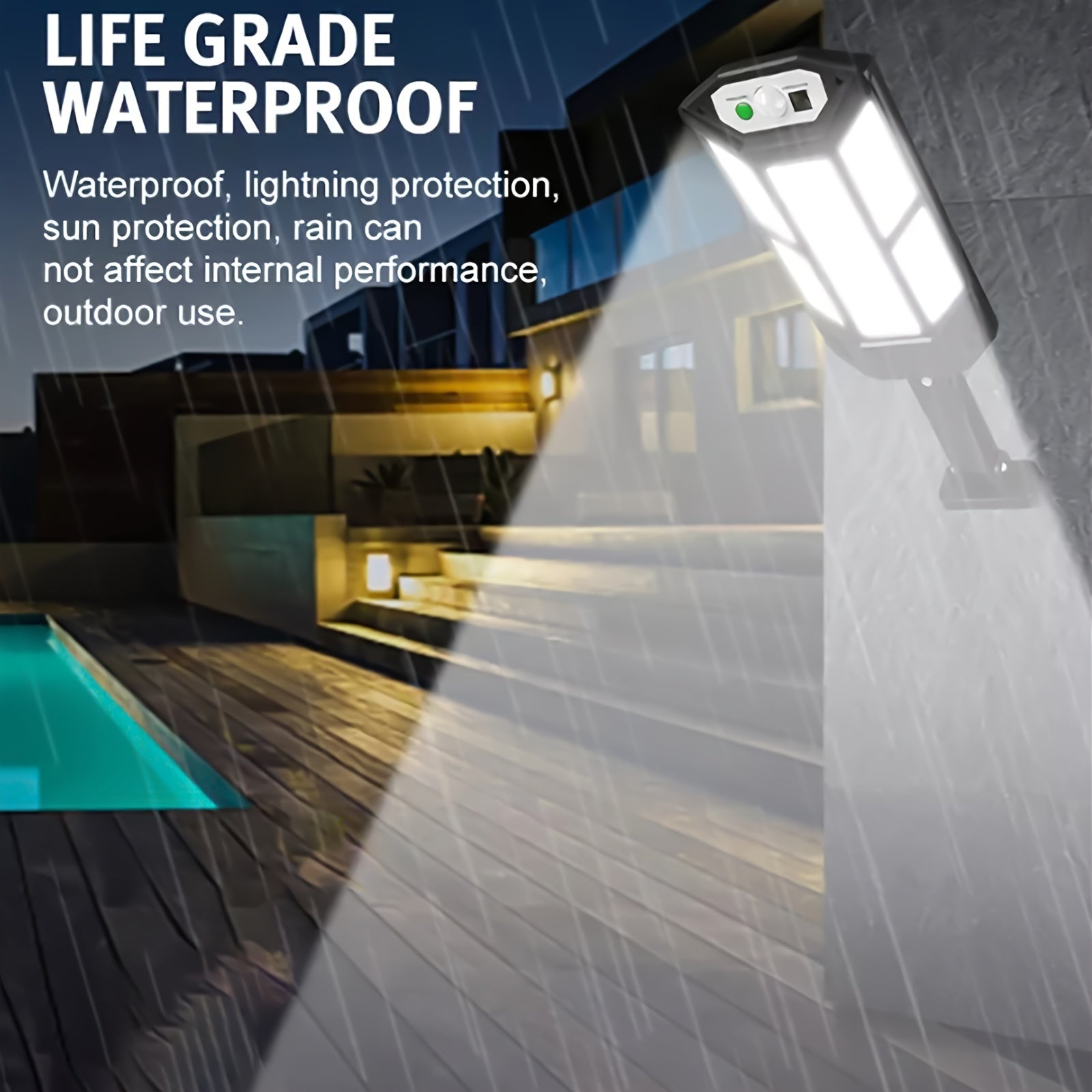 Super Bright LED Solar Wall Light with Motion Sensor 3 Lighting Modes Outdoor Security