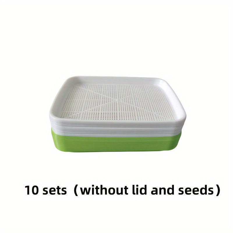 Large Capacity Microgreens Seed Sprouting Trays Soil-Free Plastic Indoor Outdoor