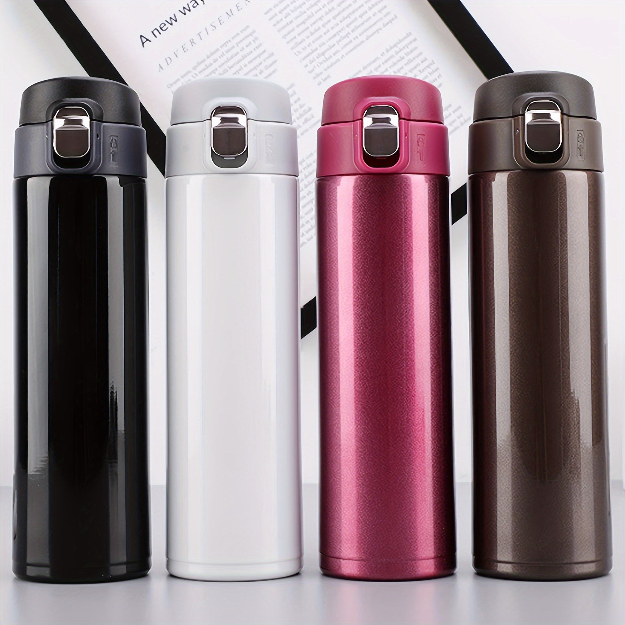 Botella de agua de acero inoxidable aislada de 500ml personalizada, grabada a medida, botella deportiva