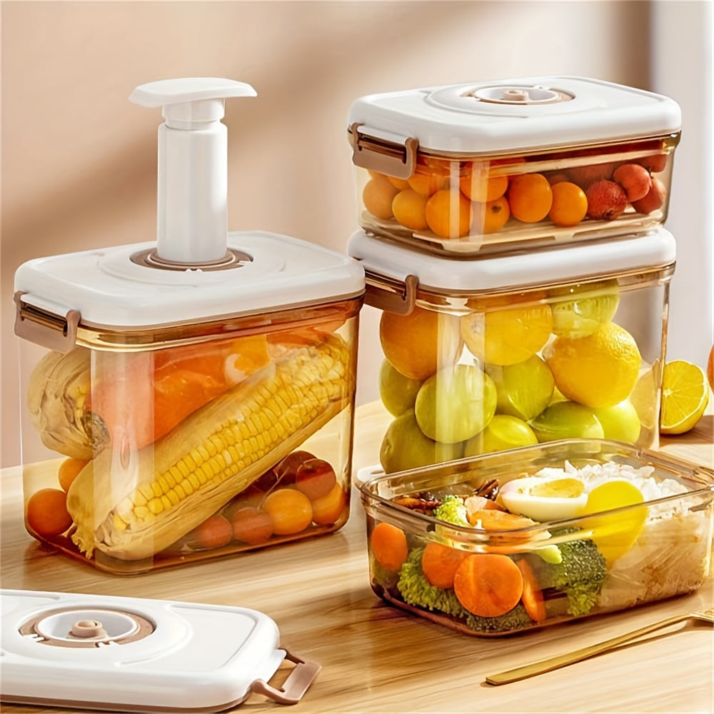 Vacuum Food Storage Jar with Pump, Airtight, Transparent Plastic Organizer