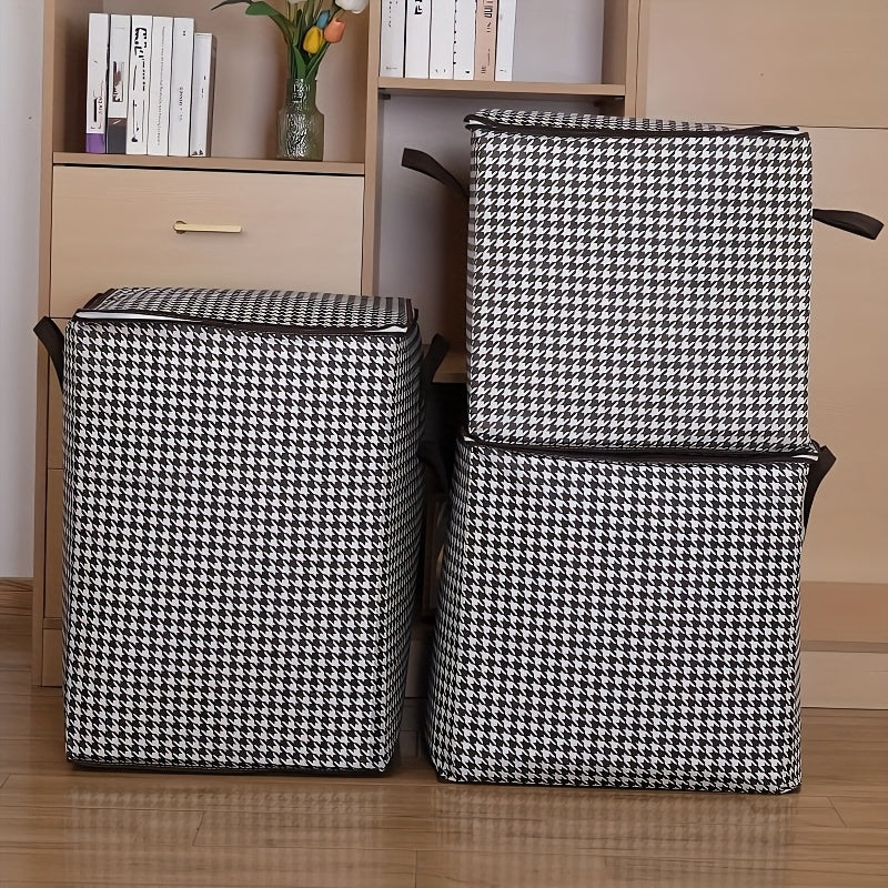 Foldable Waterproof Woven Storage Bag with Zipper for Travel and Moving