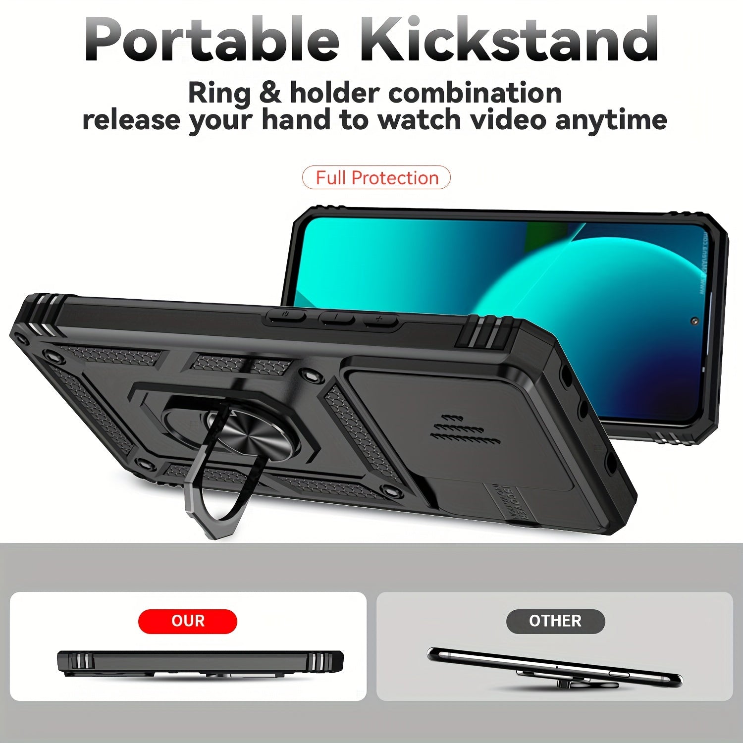 Shockproof PC Phone Case with Magnetic Ring Holder and Stand for Xiaomi 12T 12T Pro 13T 13T Pro