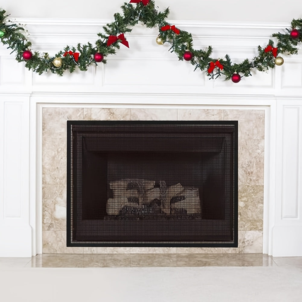 PVC Fireplace Screen Door Cover with Adhesive Mesh for Fireplace Protection Durable Easy to Install