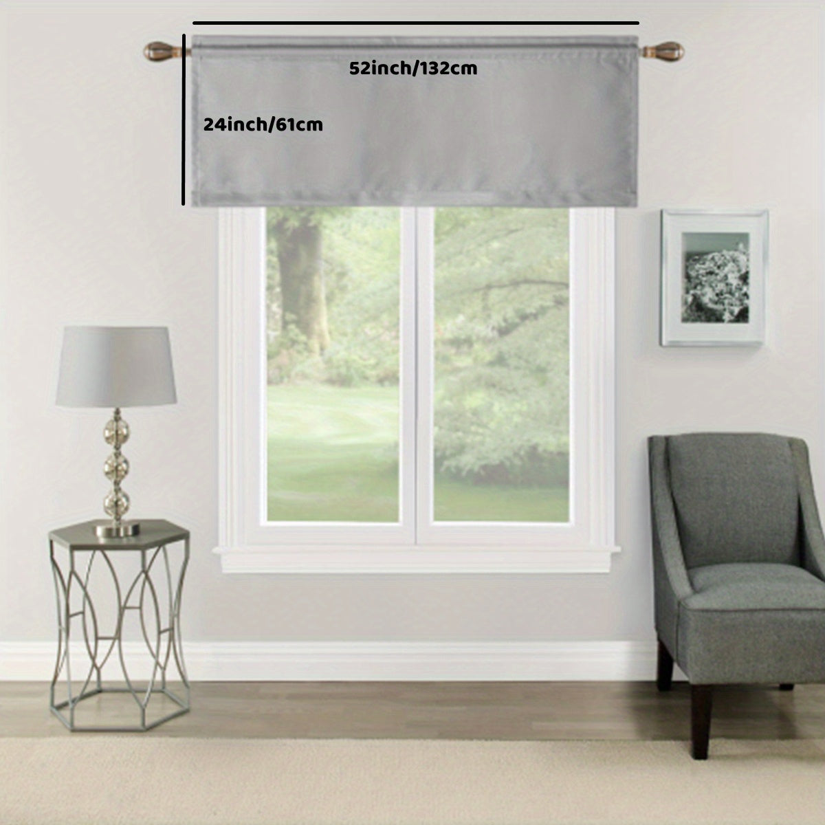 Solid Rod Pocket Valance Curtain with Rod Cover for Kitchen Bedroom Bathroom