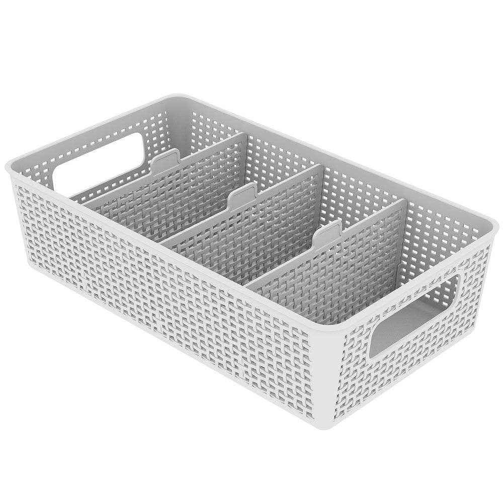 Multi-Purpose Woven Storage Box with Divider for Bathroom and Kitchen Cabinets 1-8 Pieces