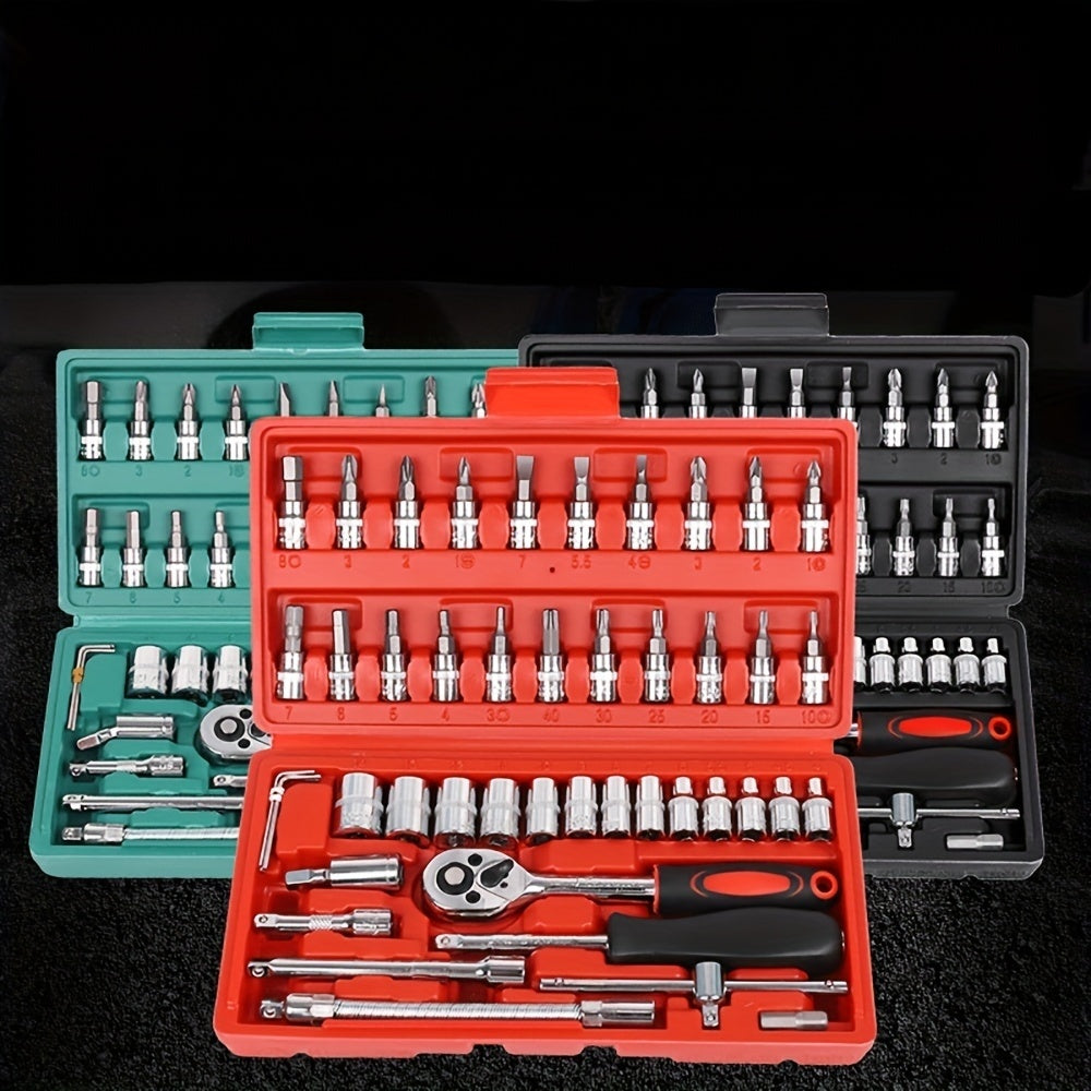 46-Piece Tool Kit Socket Set Hand Tool Wrench Case Multi-Purpose Durable