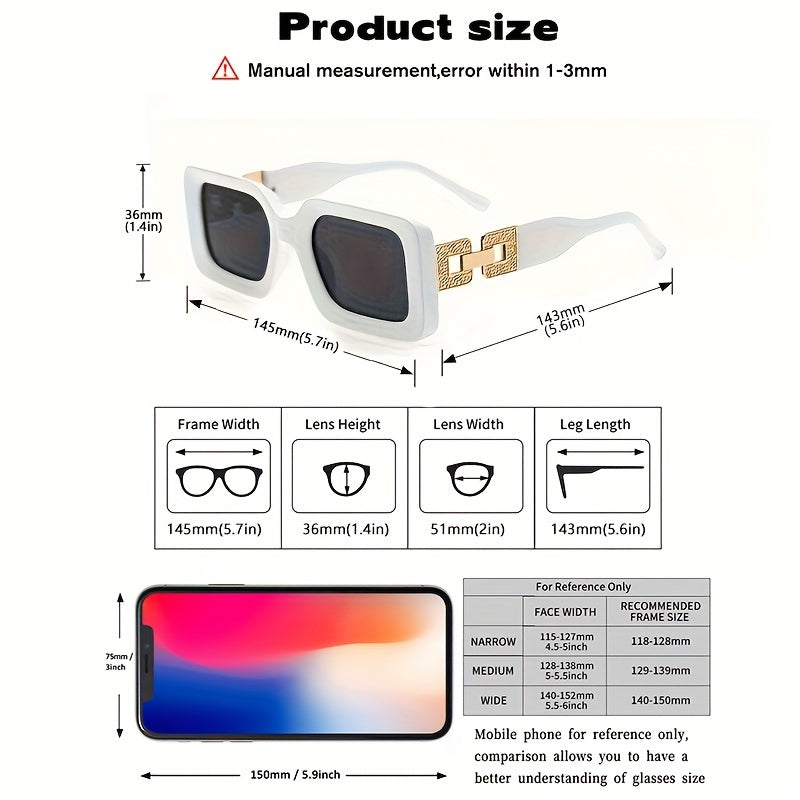 Men's Retro Square Glasses Fashion PC Frame Rectangular Eyewear for Daily Wear