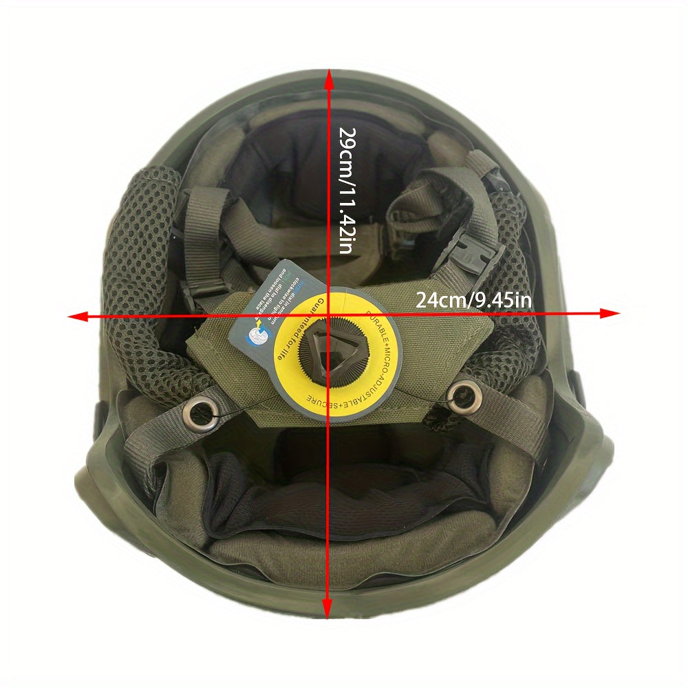 Green Fiberglass Tactical Helmet with Adjustable Suspension for Outdoor Sports and Paintball
