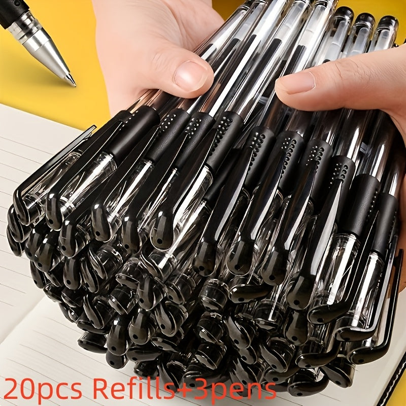 23pcs Black Gel Pen Set 0.5mm Fine Tip for Business School Office