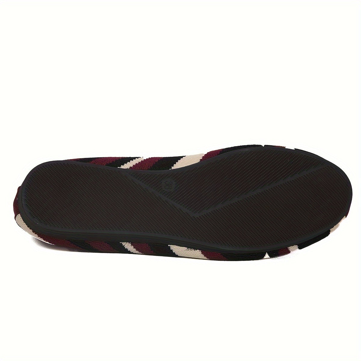Women's Knit Slip-On Flats Breathable Casual Shoes in Maroon Black/White