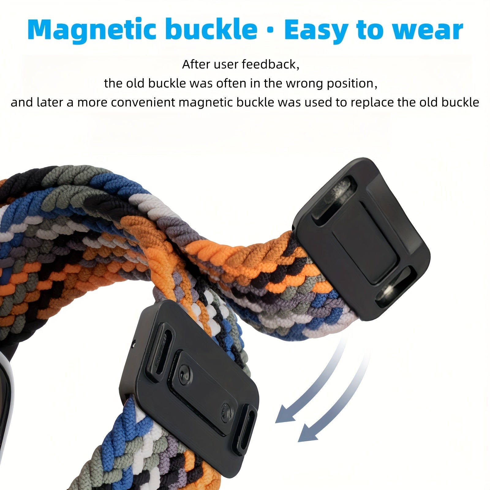 Magnetic Snap Back Nylon Braid Watch Band for Apple Watch