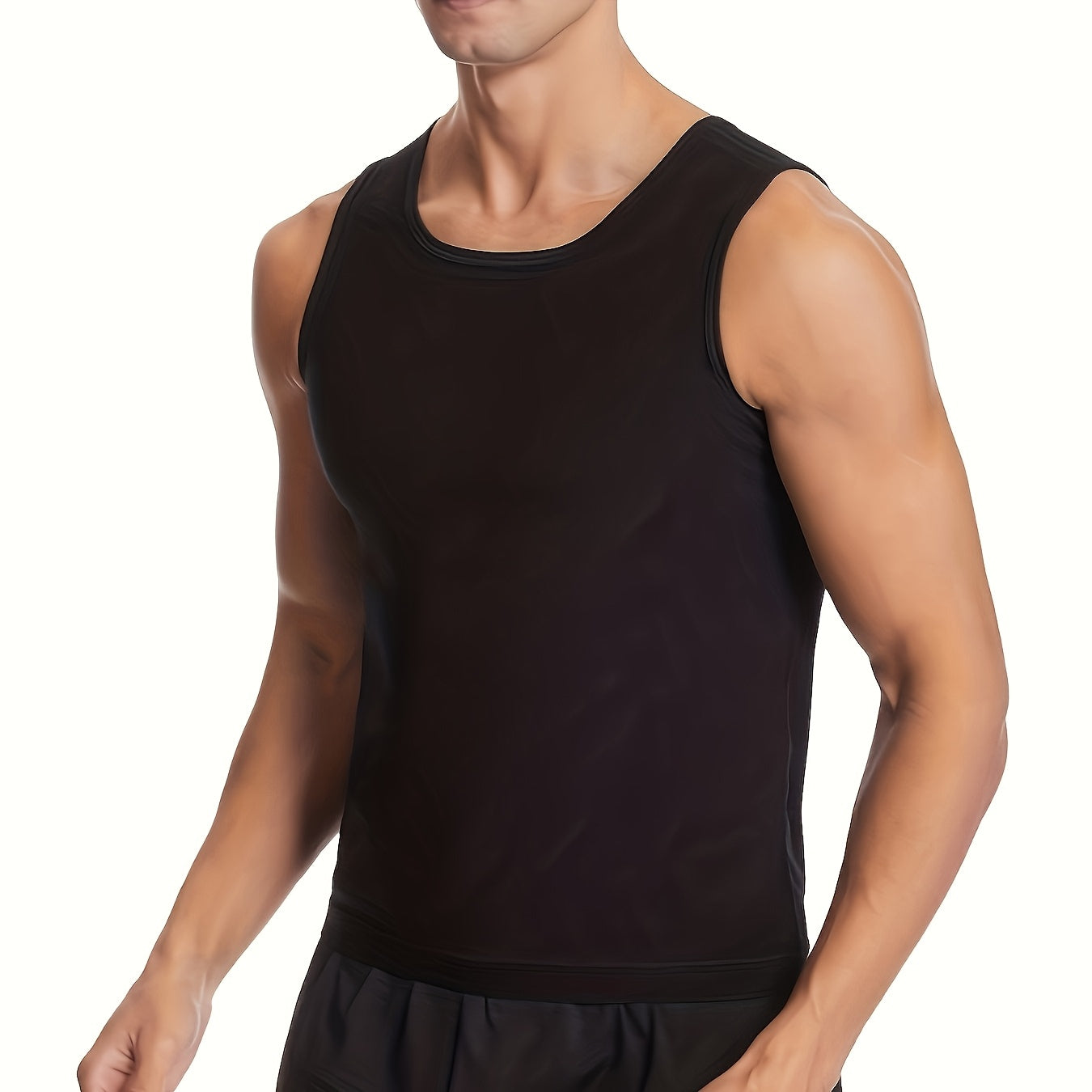 Men's Sauna Sweat Shaping Sportswear Tank Top for Fitness Training Slimming Polyester