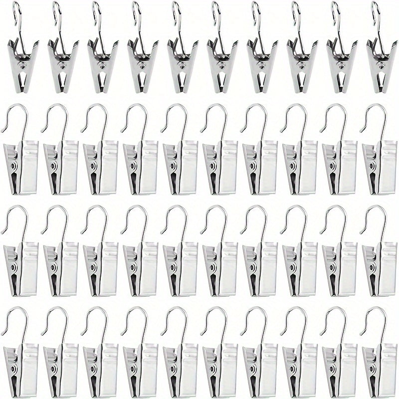 Set of 50 Metal Curtain Clips for Hanging Curtains and Window Treatments