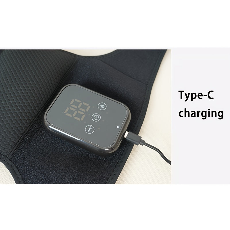 Qayta zaryadlanadigan 3-in-1 isitiladigan tizzalar va yelka massaj qiluvchi, vibratsiya bilan, USB zaryadlash, litiy polimer batareya - simsiz tizza, tirsak va yelka isitish padlari, 3 ta massaj va isitish rejimlari bilan.