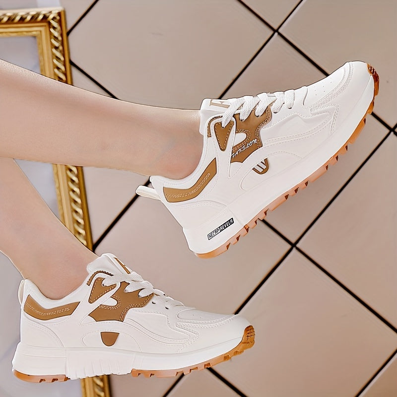 Women’s Contrast Color Casual Low Top Sneakers for Running and Walking