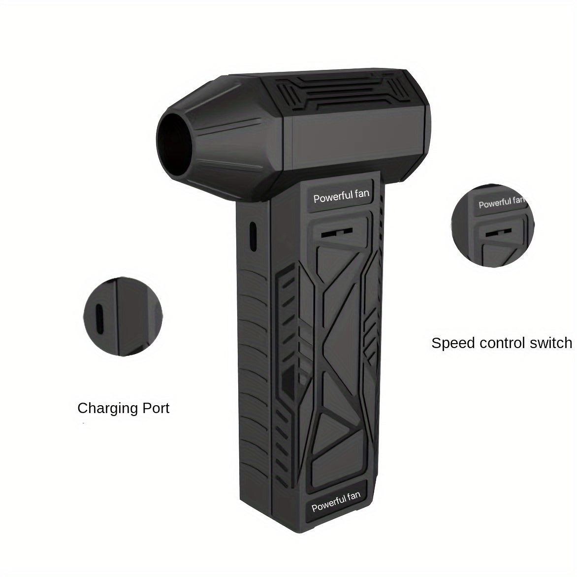 Handheld USB Rechargeable Portable Fan with Digital Display, 13000 RPM, Durable Plastic