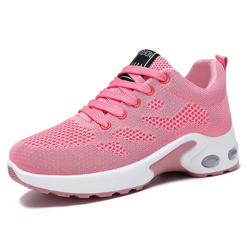 Women's Breathable Knit Running Shoes Air Cushion Lightweight Anti-Slip White