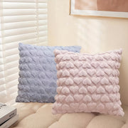 Beige Faux Fur Wool Decorative Throw Pillow Covers 18x18 for Couch Sofa