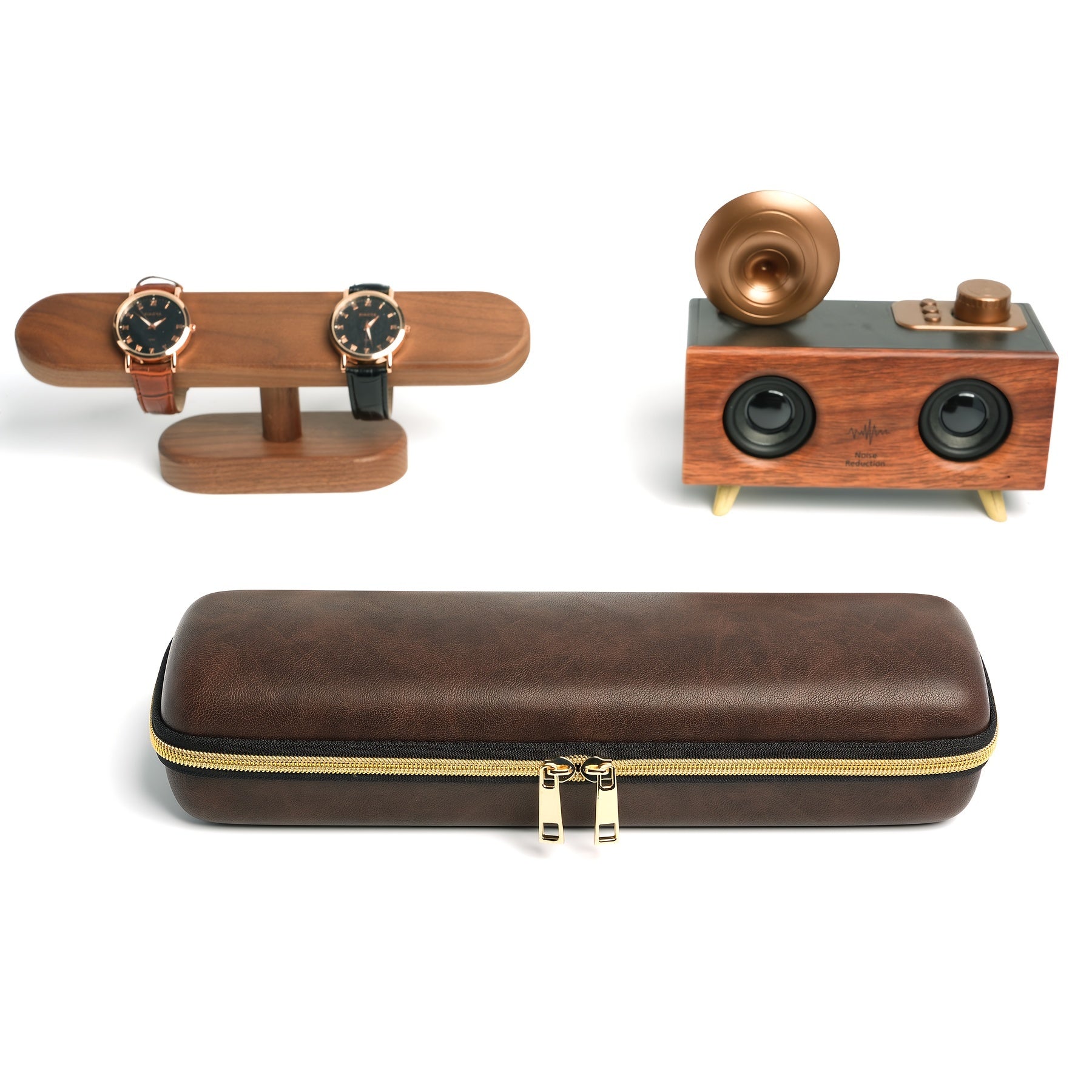 Caja para relojes de cuero sintético para 5 relojes con forro de terciopelo y carcasa dura