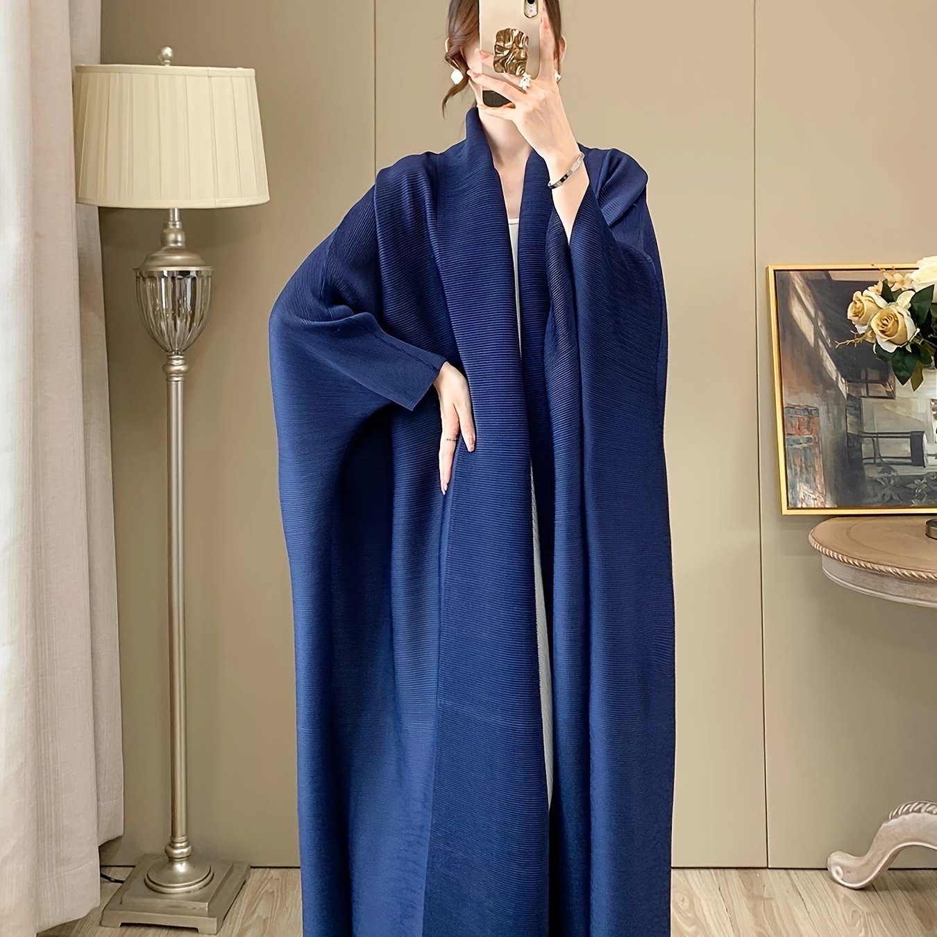 Women's Long Robe Polyester Loose Fit Casual Fall-Winter Solid Color