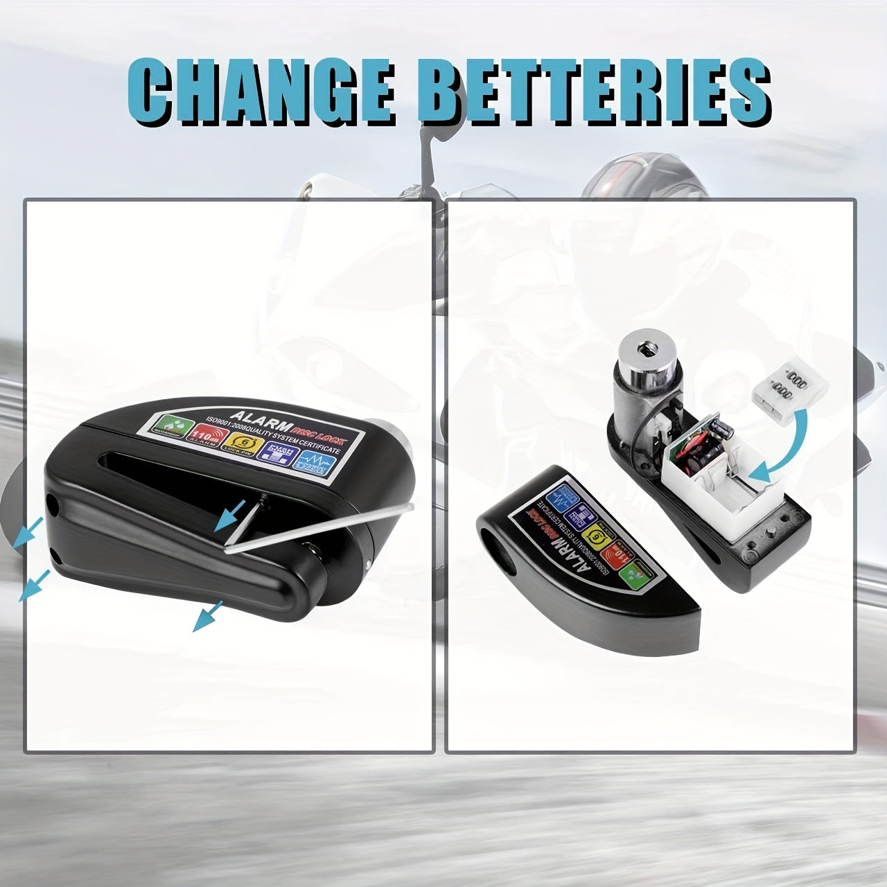 Bike Lock with Alarm Steel Cable Anti-Theft Aluminum Alloy 6mm