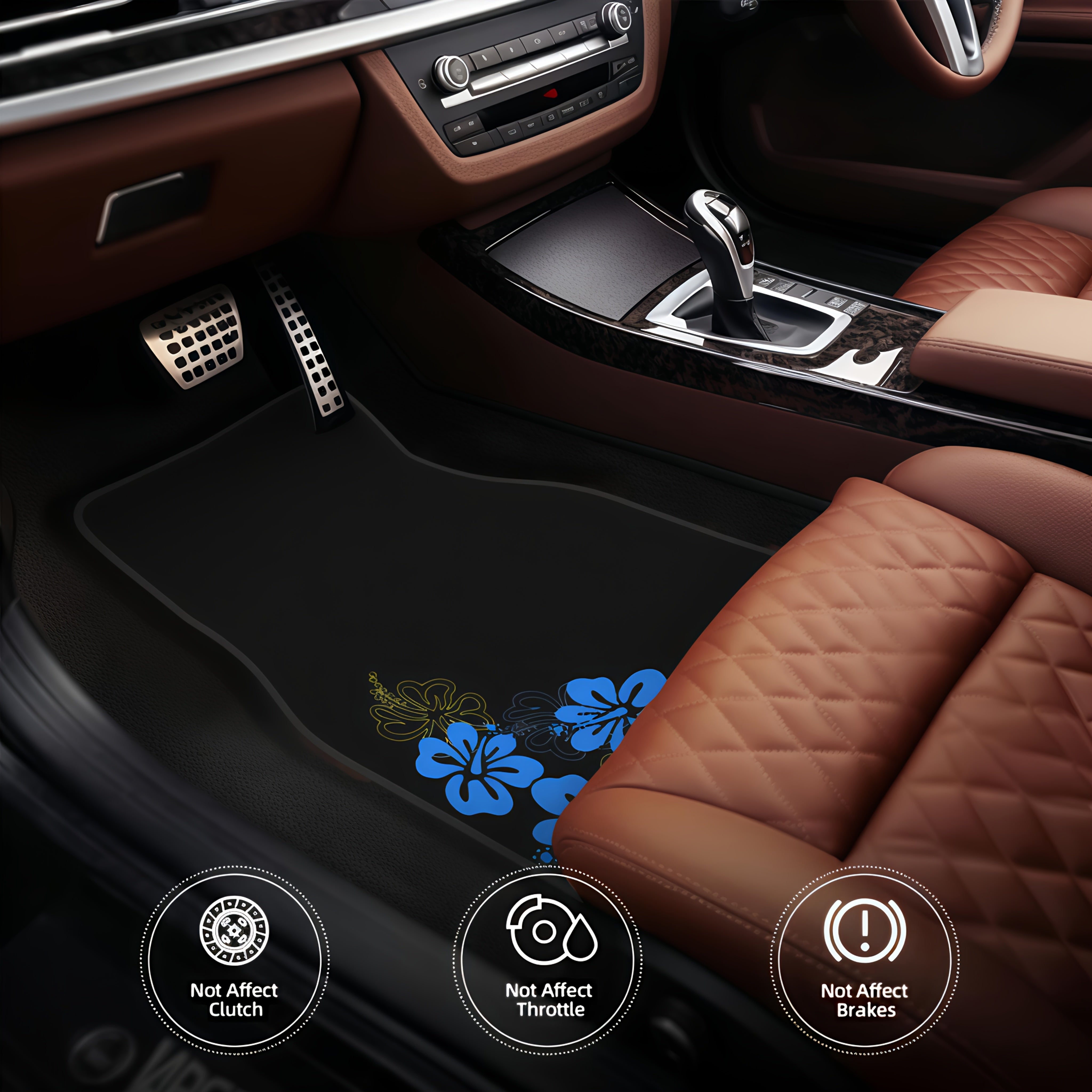 4 dona ko‘k gul avtomobil pol matosi suv o‘tkazmaydigan, sirpanmaydigan, universal moslik