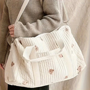 Embroidered Animal Print Diaper Bag with Sturdy Nylon Organizer and Hand Strap