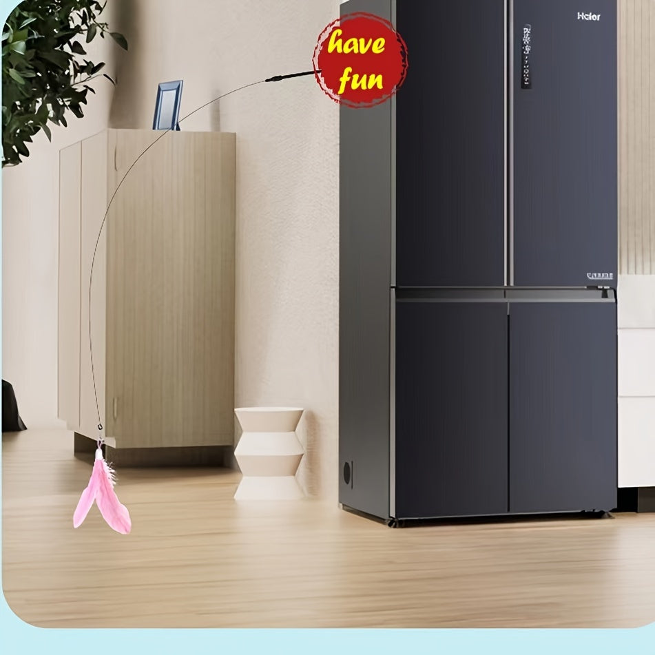 Feather Cat Teaser Stick Toy with Bell and Suction Cup for Interactive Play