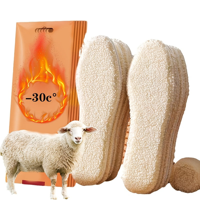 Unisex Warm Lamb Fleece Insoles Winter Cushioned Breathable