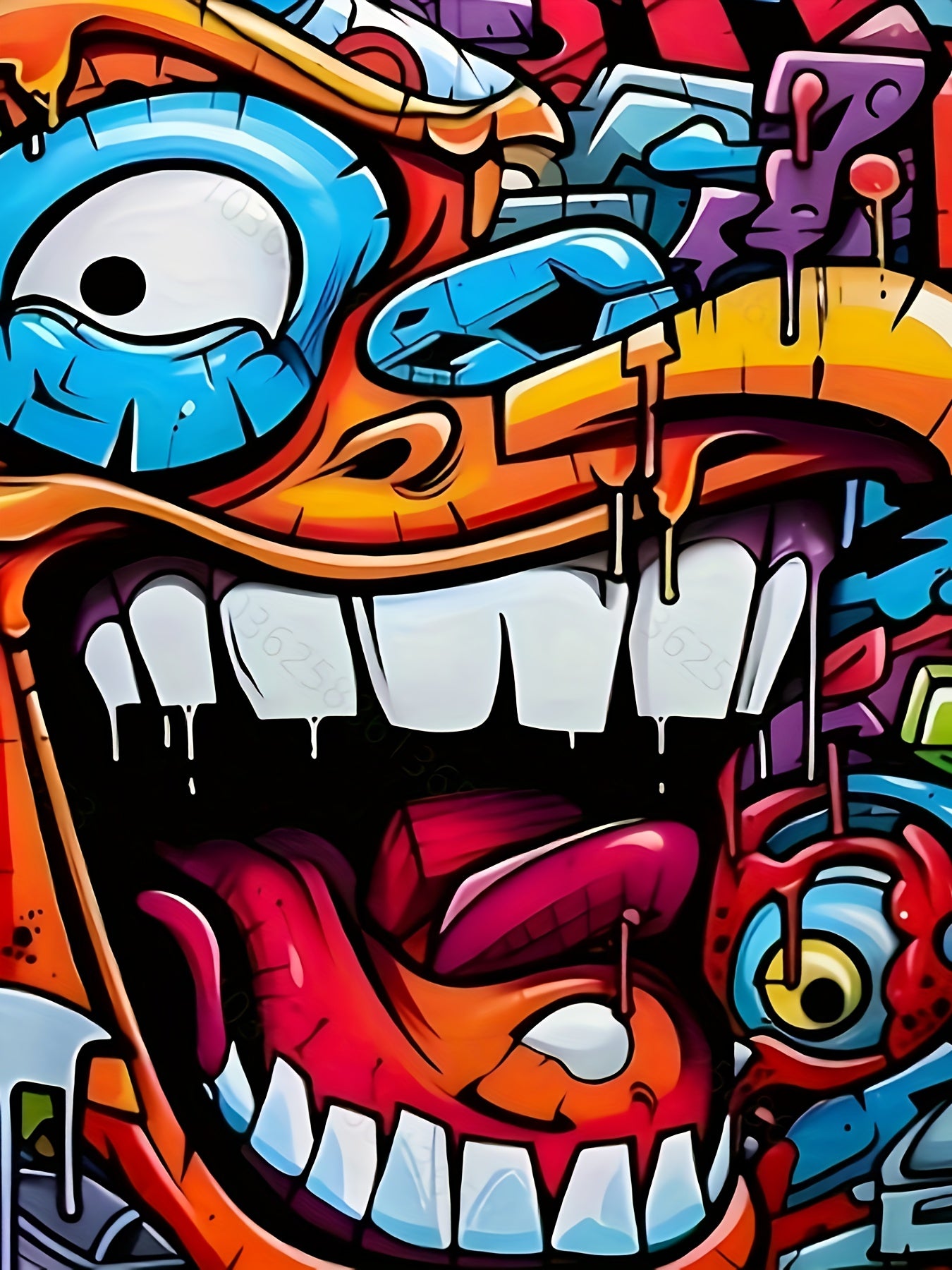 Plus Size Men's Hoodie with Abstract Hiphop Face Print Casual Sporty Knit Fabric