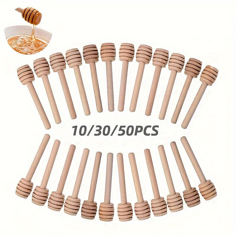 Мини-набор деревянных ложек для меда из 10 штук, длиной 30 или 50 см, кухонные принадлежности
