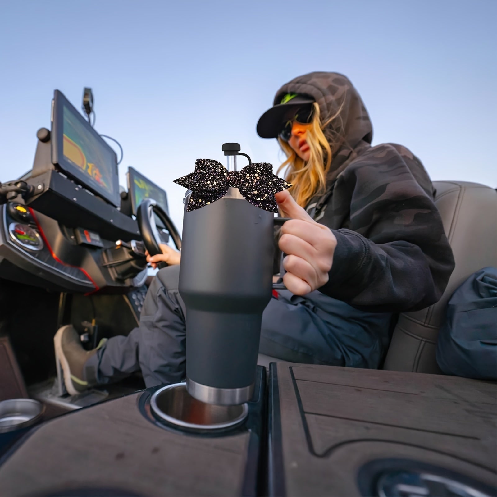 Set of 2 Colorful Bow Decorated Straw Covers for DIY Cup Accessories