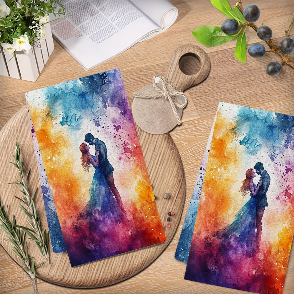 Set of 2 Ultra Soft Kitchen Towels Love Conquers All 16x24 Inch Highly Absorbent