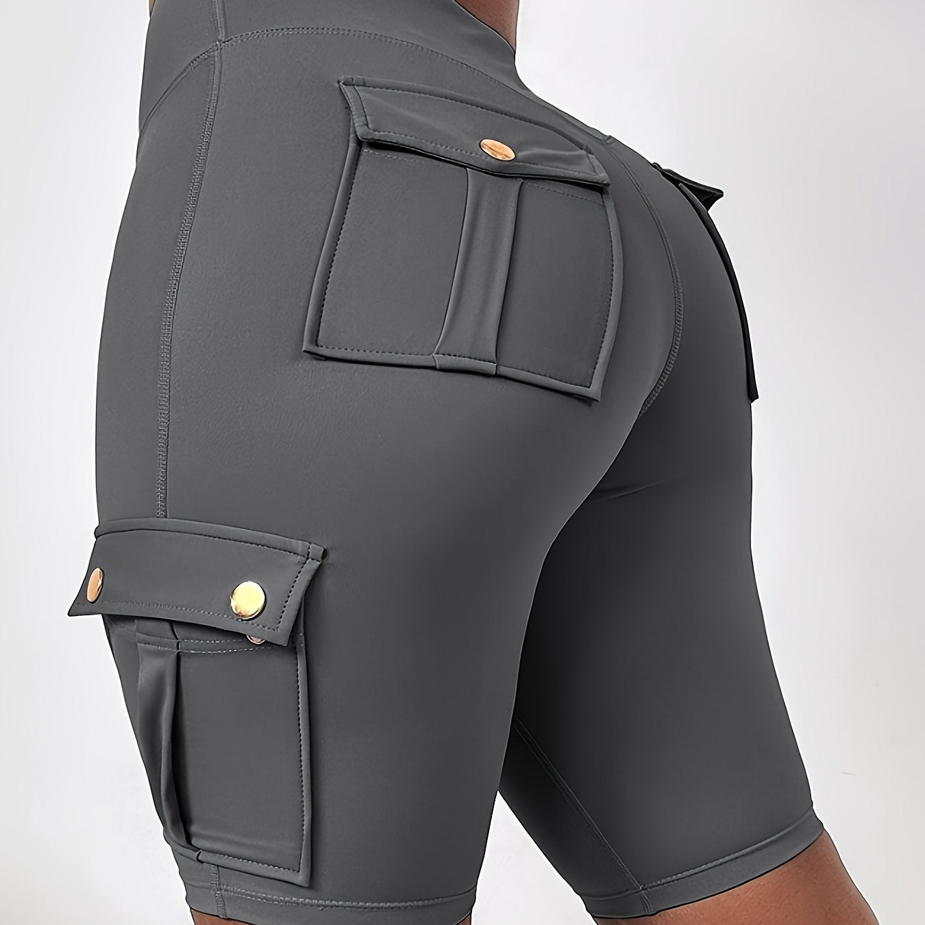 Шорты женские с высокой посадкой и карманами plus size, эластичный пояс, темно-синий