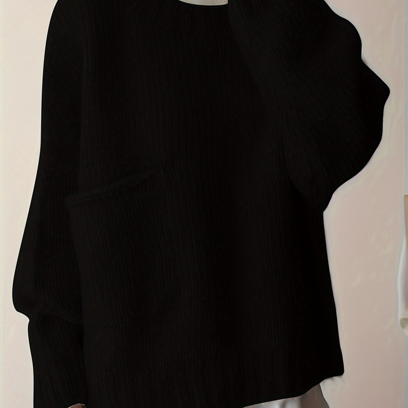 Plus Size Women's Solid Long Sleeve Crew Neck Sweater Fall Winter Casual