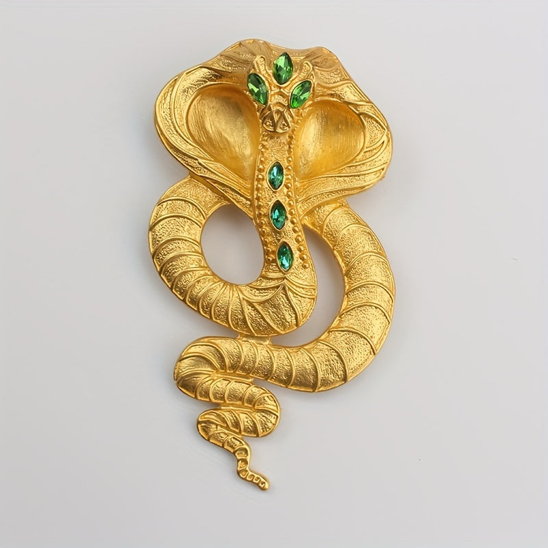 Vintage Egyptian Cobra Brooch with Water Drill Accents for Women's Jewelry
