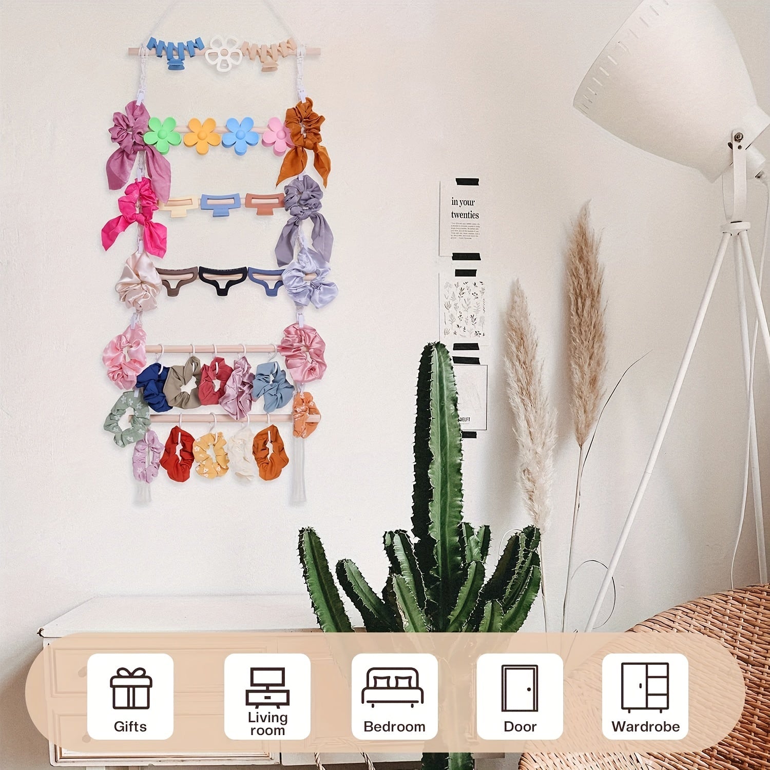 Hair Accessory Organizer Wall Hanging Claw Clip Storage for Women and Girls