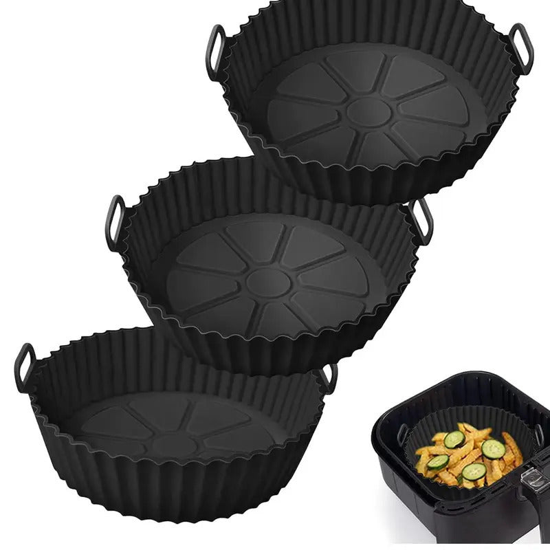 2/3/6 ta qayta ishlatiladigan Havo Fryer qoplami, 20.32 sm silikon, yopishmaydigan pech, mikroto'lqinli pech uchun