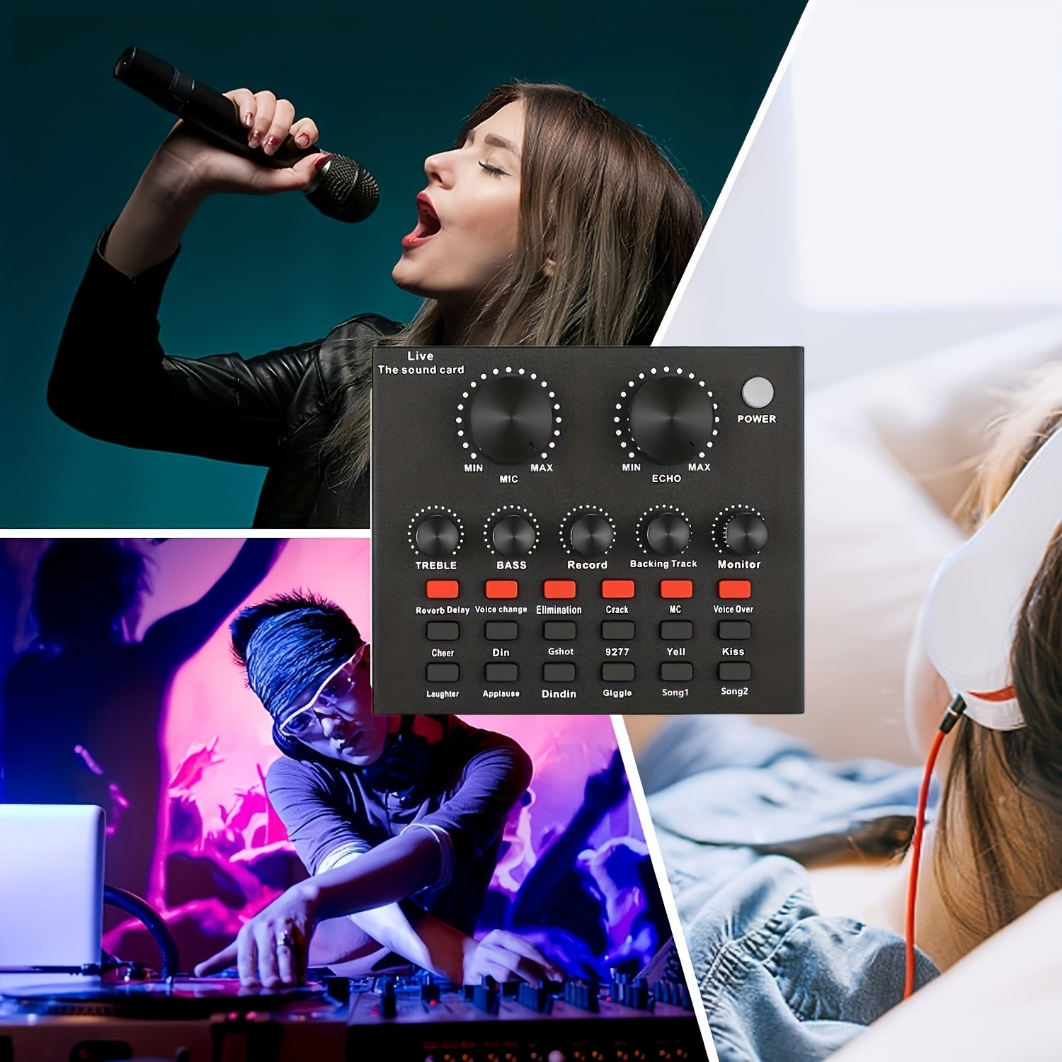 Podcasting Microphone Kit with V8 Sound Card Voice Changer for Recording Streaming Gaming Black