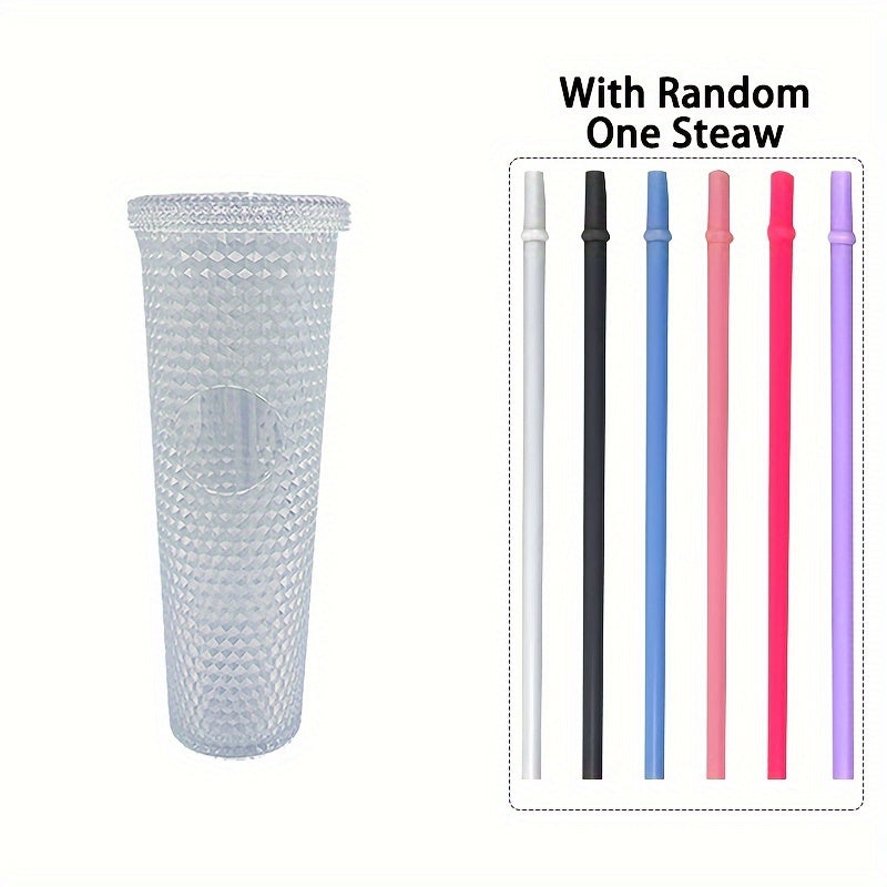 3 бутылки для воды с соломкой Durian Texture, многоразовые - двойной слой пластика, без BPA, пастельный розовый и голубой, 450 мл/700 мл/1100 мл для путешествий, фитнеса, кемпинга и повседневного использования