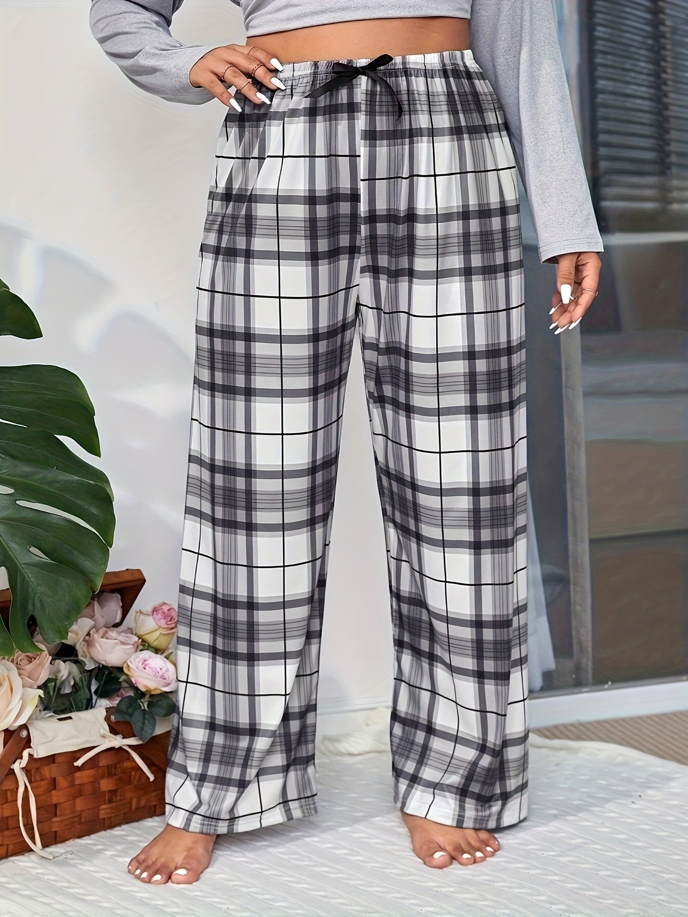 Ayollar uchun vintage uyqu shimlari, katta o'lcham, qalamli chiziqli dam olish shimlari, elastik belbog'