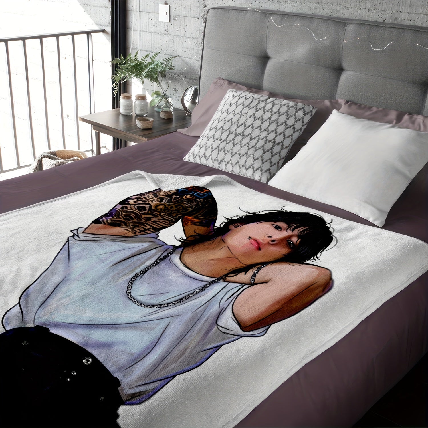 K-POP Idol Throw Blanket Cartoon Design Soft Cozy Gift for Fans