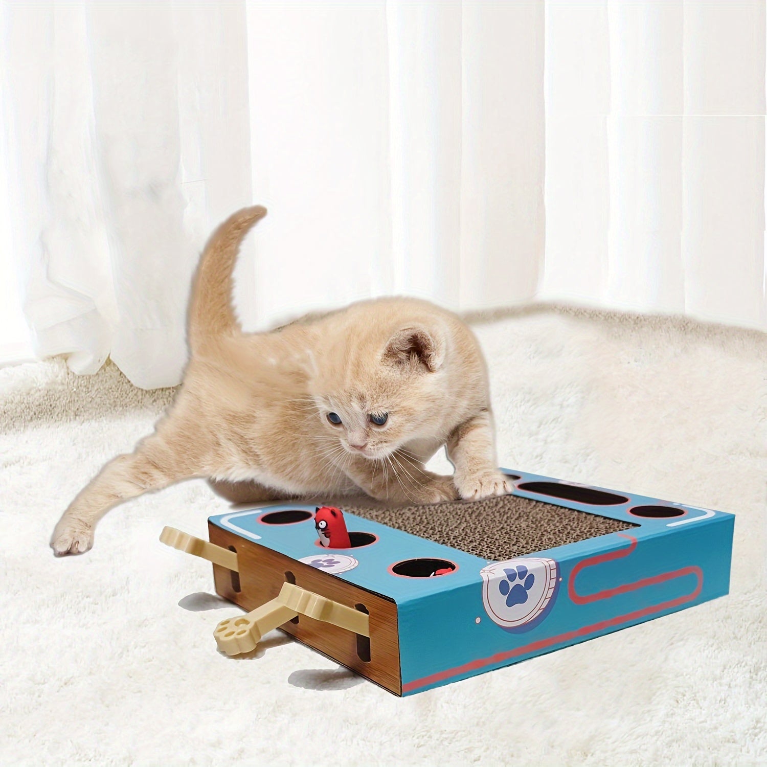Durable Cardboard Cat Play Board Interactive Toy with Scratching Surface