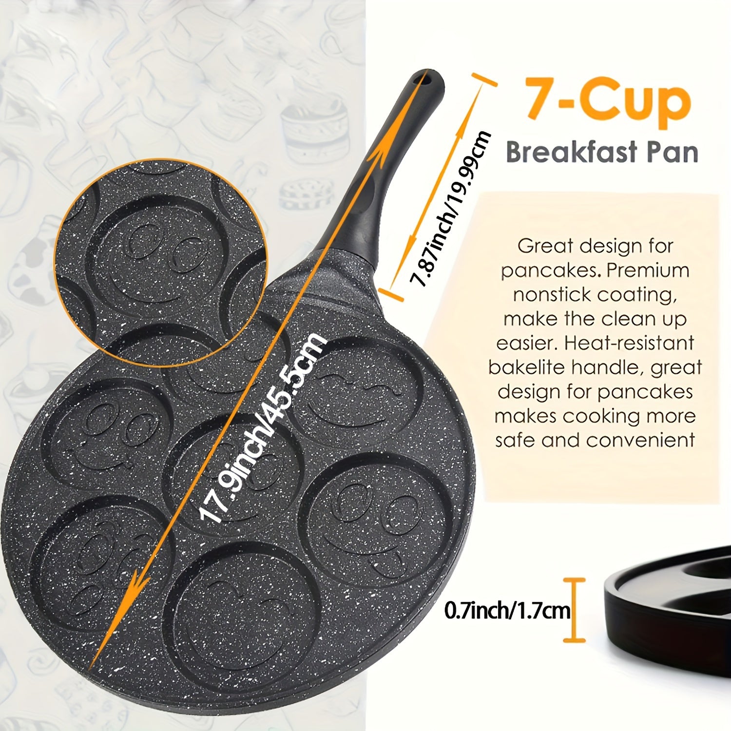 Non-Stick Pancake Pan with 7 Face Molds Aluminum Alloy Easy to Clean