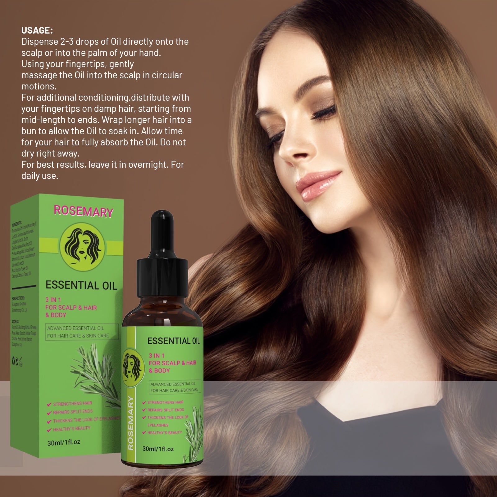 Unisex Natural Rosemary Oil 3-in-1 Hair, Scalp, Body Moisturizer