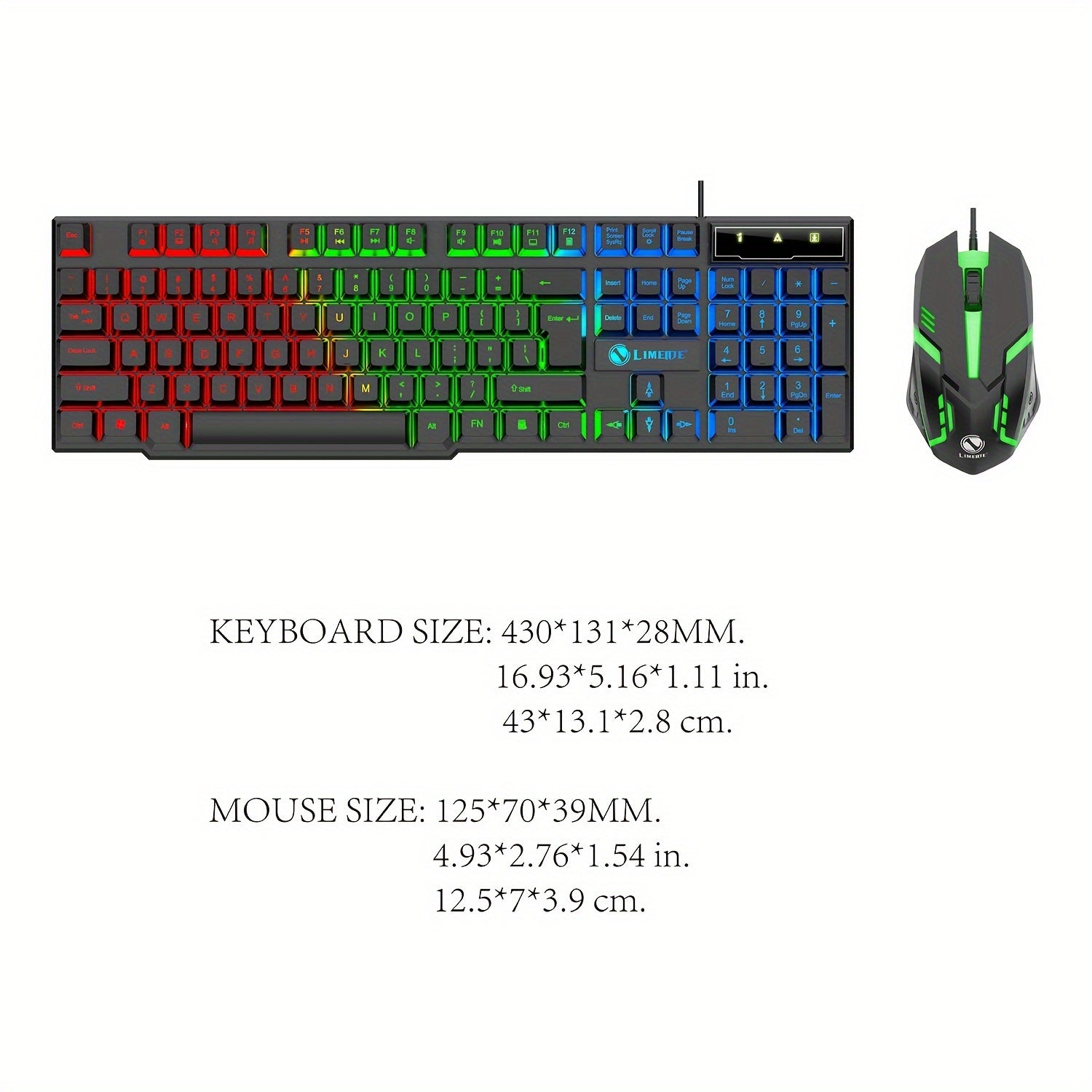 LED Backlit Gaming Keyboard and Mouse Set with 104 Keys