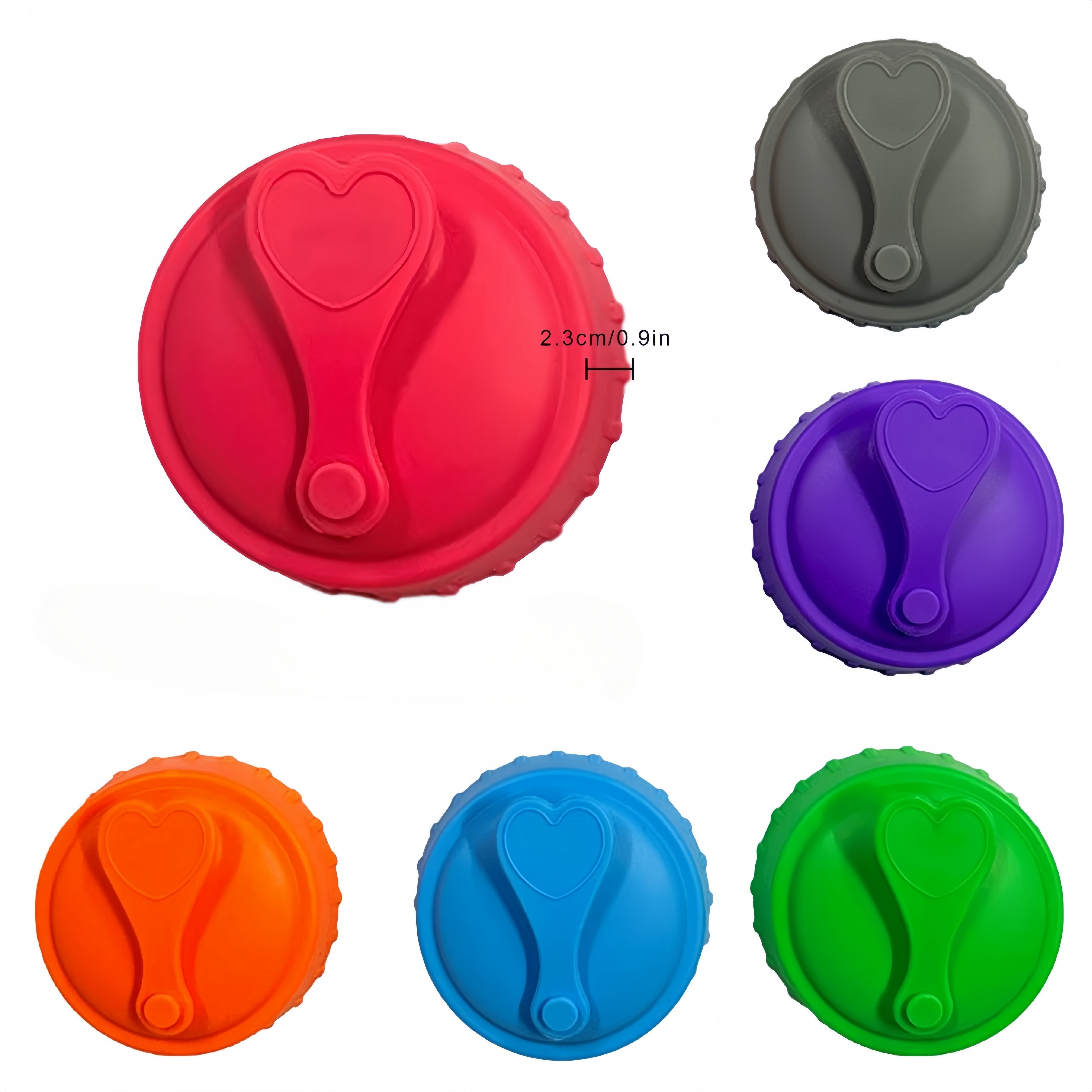 Set of 6 Silicone Can Lids Reusable BPA-Free Covers for Soft Drinks and Juice